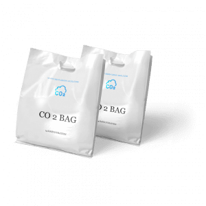 Zwei weiße CO2 Bags von Bonsanto für die Mini Grow Box