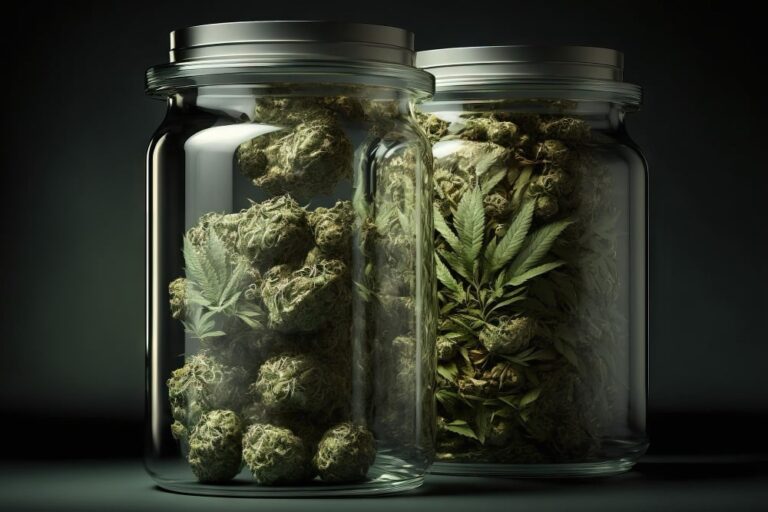 Hanf im Glas lagern gegen Cannabis Geruch