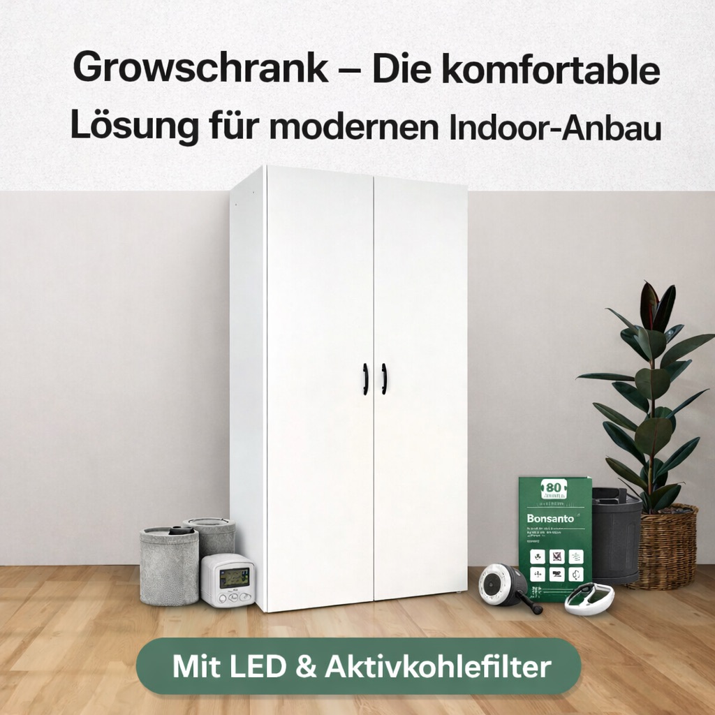 Weißer Bonsanto® Growschrank mit LED-Beleuchtung für modernen Indoor-Anbau