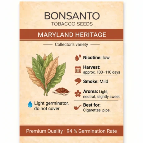 Bonsanto Tabaksamen Maryland Heritage – Steckbrief mit Nikotin, Erntezeit, Rauch, Aroma und Verwendung